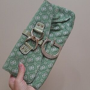 Vintage GUESS rhinestone Monogrammed clutch bag purse